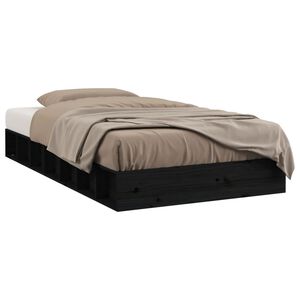 vidaXL sengeramme 75x190 cm Small Single massivt tr&aelig; sort