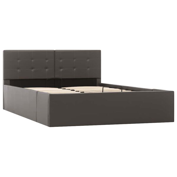 vidaXL hydraulisk opbevaringsseng 120 x 200 cm kunstl&aelig;der gr&aring;