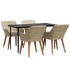 vidaXL Have Spisebordss&aelig;t 5 stk. Beige polyrattan