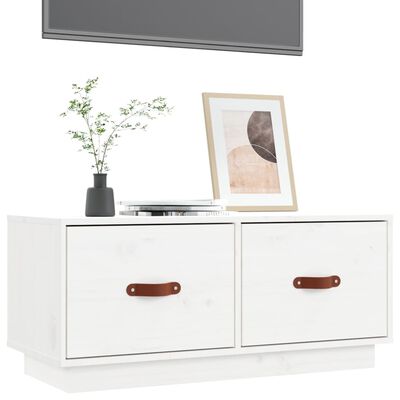 vidaXL tv-bord 80x34x35 cm massivt fyrretræ hvid