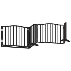 vidaXL hundegitter med d&oslash;r, foldbar, 4 paneler, sort, 320 cm, poppeltr&aelig;