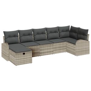 vidaXL Sofa S&aelig;t 7 stk. Lysegr&aring; polyrattan