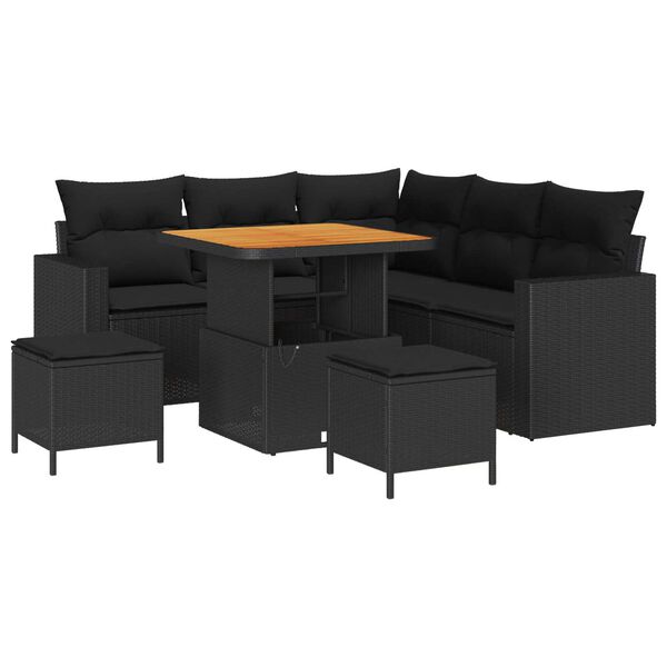vidaXL Havesofa S&aelig;t 8 pcs Sort polyrattan