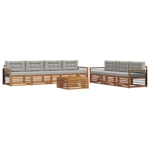 vidaXL Udend&oslash;rs sofagruppe med pude 8 pcs Naturlig og Lys Gr&aring;