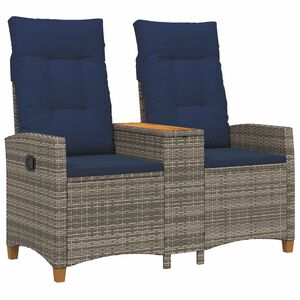 vidaXL Reclining Bench med Bord 2 -Seater 126 x 65 x 112 cm polyrattan