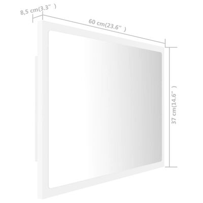 vidaXL badeværelsesspejl med LED-lys 60x8,5x37 akryl hvid