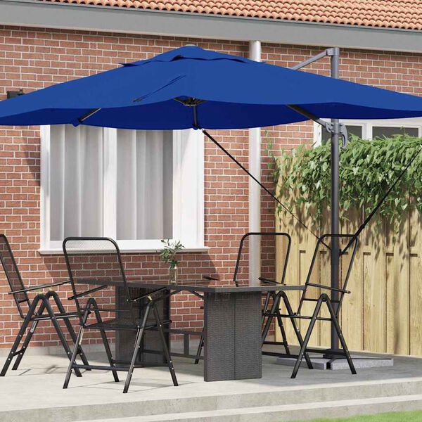 vidaXL Kantilever Roma Parasol Blå og Sort 352 x 251 x 260 cm