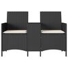 vidaXL 2-personers sofa med bord og hynder polyrattan sort