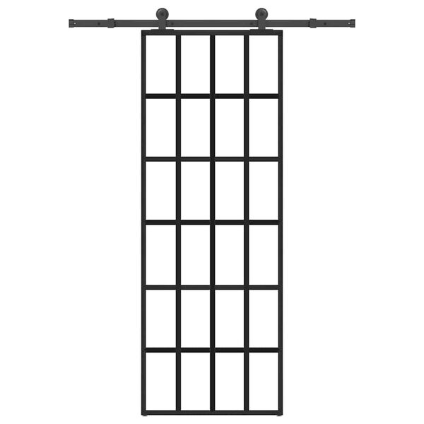 vidaXL skydedør med hardwaresæt 76x205 cm sikkerhedsglas aluminium