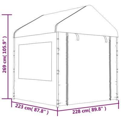 vidaXL pavillon med tag 2,28x2,23x2,69 m polyethylen hvid
