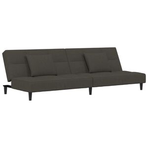 vidaXL 2-personers sovesofa med 2 puder fl&oslash;jl m&oslash;rkegr&aring;
