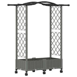 vidaXL H&aelig;vet Bed med Trellis og Tag Lysegr&aring; 124 x 40 x 129 cm PP