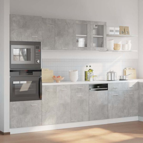 vidaXL 7-delt k&oslash;kkenskabss&aelig;t "Lyon" betongr&aring; konstrueret tr&aelig;