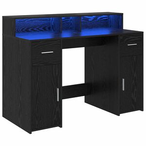 vidaXL Bord med skuffe Sort eg 120 x 55 x 91 cm Konstrueret tr&aelig;