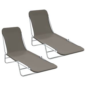 vidaXL foldbare liggestole 2 stk. st&aring;l og stof gr&aring;