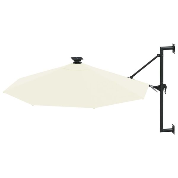 vidaXL væghængt parasol m. LED-lys 300 cm sandfarvet