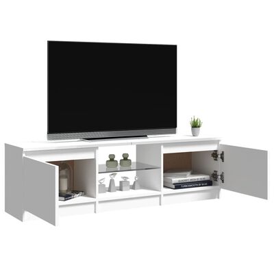 vidaXL tv-skab med LED-lys 120x30x35,5 cm hvid højglans