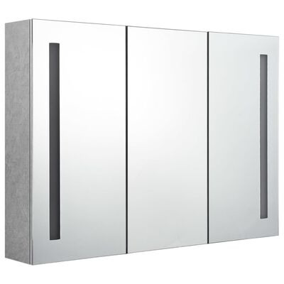 vidaXL badeværelsesskab med spejl + LED-lys 89x14x62 cm betongrå