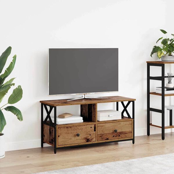 vidaXL TV-skab Gammelt tr&aelig; 90 x 33 x 45 cm Ingeni&oslash;rtr&aelig; og st&aring;l