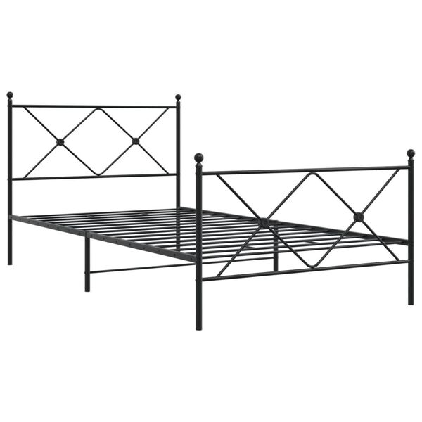 vidaXL sengeramme med sengegavl og fodg&aelig;rde 107x203 cm metal sort