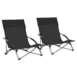 vidaXL Klapstole 2 stk. sort stof