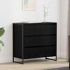 vidaXL Sideboard med skuffe Sort eg 79 x 36 x 75.5 cm Konstrueret tr&aelig;