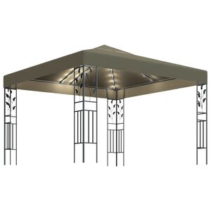vidaXL pavillon med LED-lysk&aelig;der 3x3 m gr&aring;brun