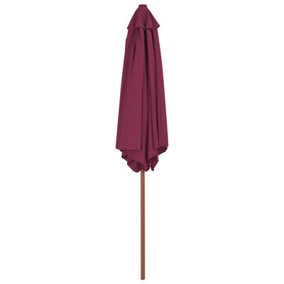 vidaXL udendørs parasol med træstang 270 cm bordeauxrød