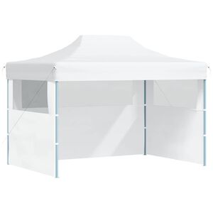 vidaXL foldbart festtelt med 3 sidev&aelig;gge 280x410x315 cm st&aring;l hvid