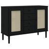 vidaXL sk&aelig;nk SENJA 112x40x80 cm rattan-look massivt fyrretr&aelig; sort