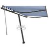 vidaXL fritst&aring;ende markise 350x250 cm automatisk betjening bl&aring; og hvid