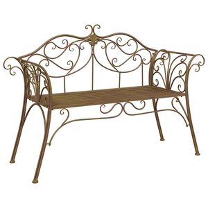 vidaXL Haveb&aelig;nk 2-Antal s&aelig;der 130 x 47 x 90 cm St&aring;l Antik Brun