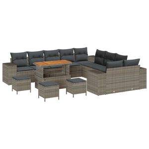 vidaXL Havesofa S&aelig;t 14 stk. Gr&aring; polyrattan