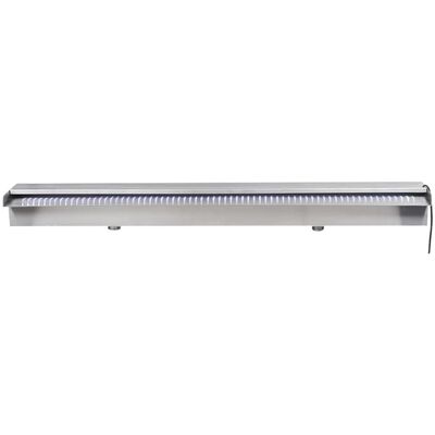 Rektangulær vandfaldsfontæne med LED-lys rustfrit stål 90 cm