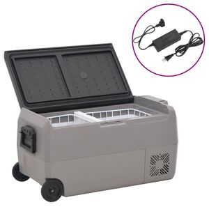 vidaXL k&oslash;leboks med hjul og adapter 50 l PP og PE sort og gr&aring;