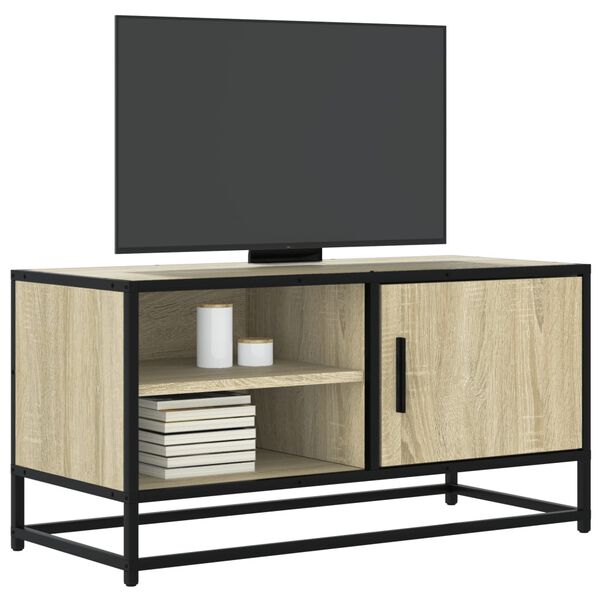 vidaXL tv-bord 80x34,5x40 cm konstrueret tr&aelig; og metal sonoma-eg