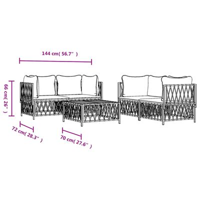 vidaXL loungesæt til haven 5 dele med hynder stål hvid