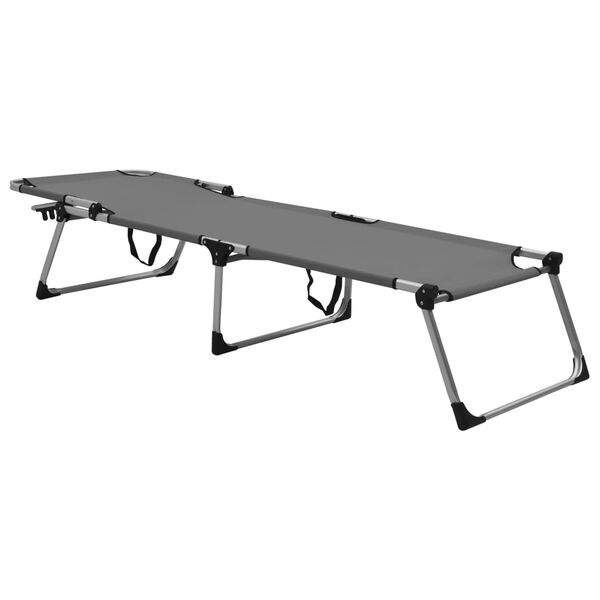 vidaXL liggestol til &aelig;ldre ekstra h&oslash;j og foldbar aluminium gr&aring;