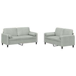 vidaXL sofas&aelig;t 2 dele med puder velour lysegr&aring;