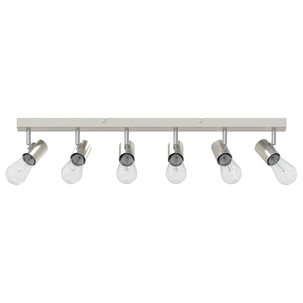 vidaXL Loftsspot med spotlights Nikkel 73 x 6,5 x 11,5 cm Metal