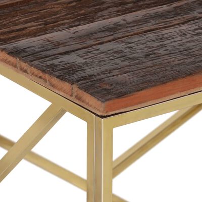 vidaXL sofabord rustfrit stål og massive træsveller guldfarvet