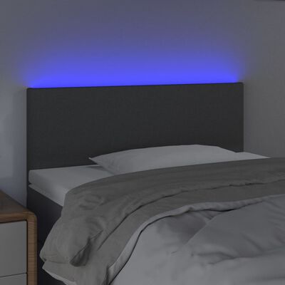 vidaXL sengegavl med LED-lys 80x5x78/88 cm stof mørkegrå