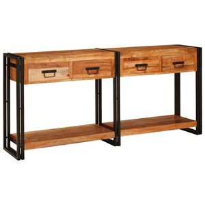 vidaXL Konsolborde 2 stk. Brun 161 x 33 x 75 cm Massivt Akacietr&aelig;
