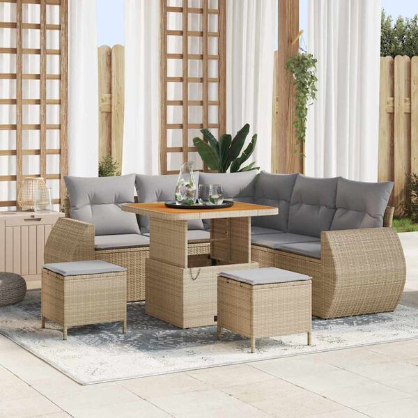 vidaXL Havesofa Sæt 8 pcs Beige polyrattan