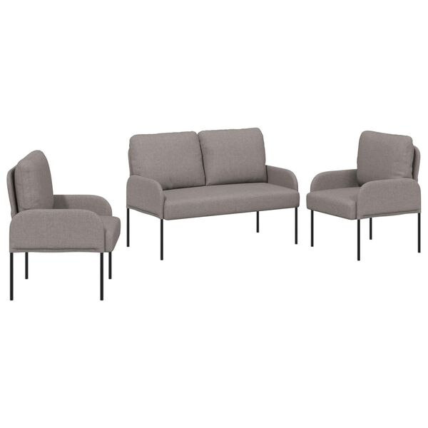 vidaXL Sofas&aelig;t med pude 3 pcs Gr&aring;brun 115 x 56 x 80 cm Krydsfin&eacute;r