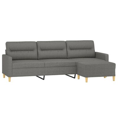 vidaXL 3-personers sofa med fodskammel 210 cm stof Mørkegrå