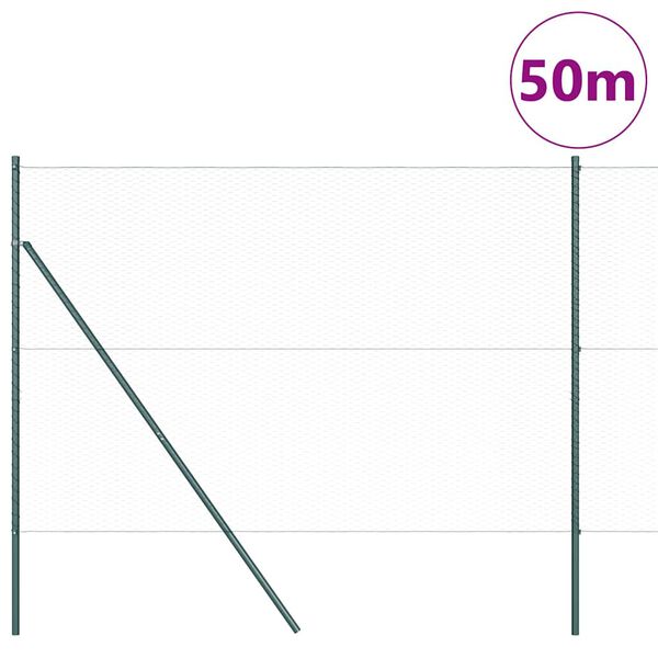 vidaXL Hegnspæl Grøn 50 x 1,6 m (25 mm net) Stål og PVC