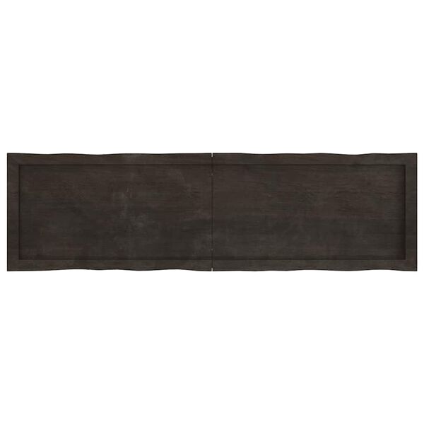 vidaXL bordplade 140x40x(2-6) cm naturlig kant behandlet træ mørkebrun
