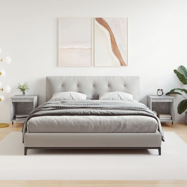 vidaXL sengeborde 2 stk. 40x35x50 cm konstrueret træ betongrå