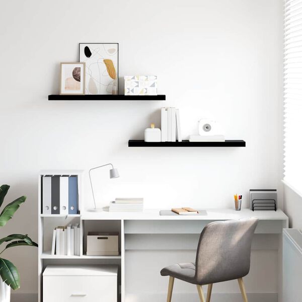 vidaXL v&aelig;ghylder 2 stk. 90x23,5x3,8 cm MDF sort h&oslash;jglans